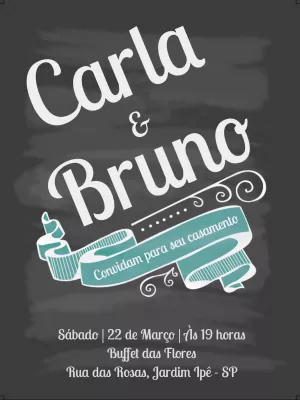 Convite de Casamento Chalkboard Rústico para Editar Online
