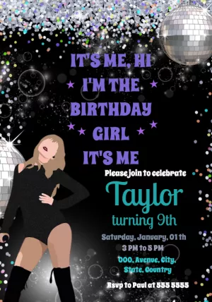 Editable Pop Star Birthday Invitation for Girls to Print