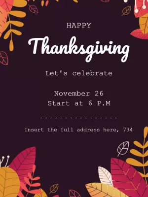 Thanksgiving Invitation with Autumn Leaves to Edit Online