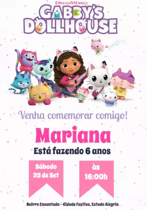 Convite de Aniversário A Casa Mágica da Gabby para Editar Online