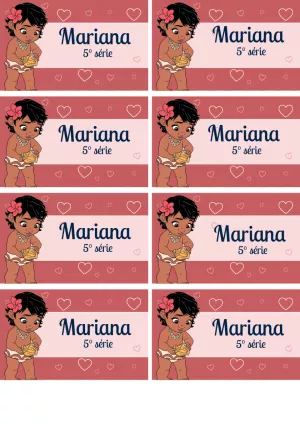 Etiqueta Escolar Moana Baby para Editar e Imprimir