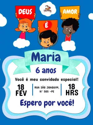 Convite Aniversário 3 Palavrinhas com Personagens para Editar