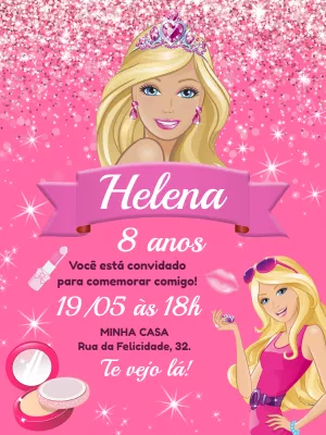 Convite de Aniversário Barbie Editável Online