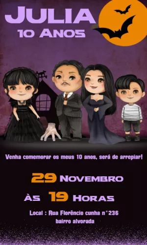 Invito di compleanno Mercoledì – Statico – Convites Personalizados