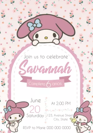 My Melody Birthday Invitation Template to Edit Online