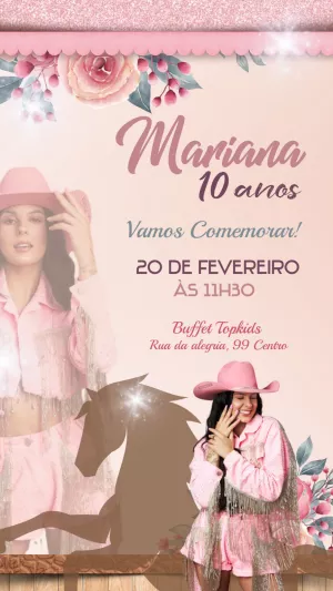 Convite Aniversário Boiadeira Ana Castela para Editar