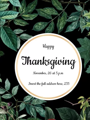 Elegant Thanksgiving Invitation with Leaves to Edit Online