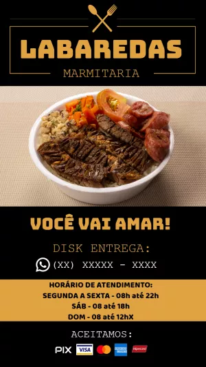 Flyer de Marmitaria com Foto para Editar Online