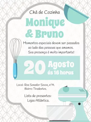 Convite Chá de Cozinha com Utensílios para Editar Online