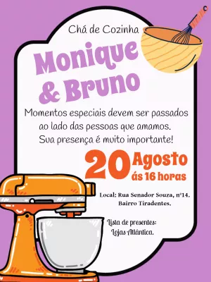 Convite Chá de Cozinha com Utensílios para Editar Online