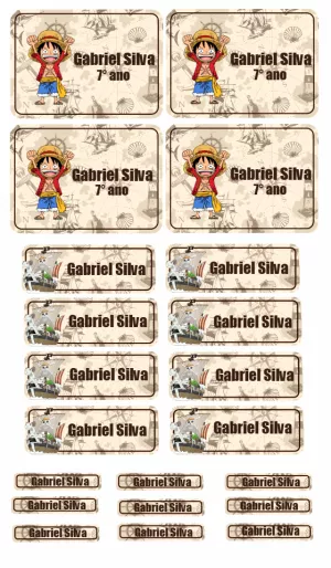 Etiquetas Escolares One Piece para Editar e Imprimir