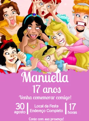 Invitación de cumpleaños Princesas – Estático – Renata Designer