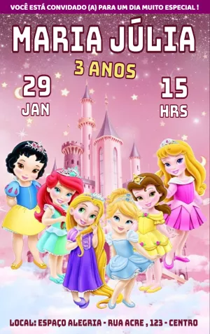 Invitación de cumpleaños Princesas – Estático – PrestigioMkt