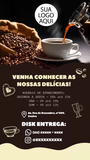 Story para Cafeteria: Divulgue seu Café com Arte Editável