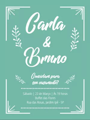 Convite de Casamento Minimalista Verde para Editar Online