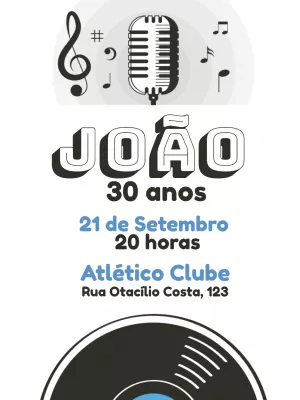 Convite de Aniversário Musical Retrô para Editar Online