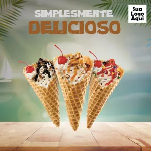Arte Editável para Sorveteria: Post Delicioso para Editar