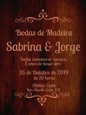 Convite de Bodas de Madeira Rústico para Editar Online