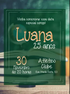Convite de Aniversário Tema Professora para Editar Online