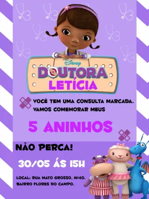 Convite Aniversário Doutora Brinquedos para Editar Online