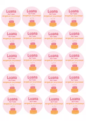 Tag de Aniversário com Bolo para Editar e Imprimir