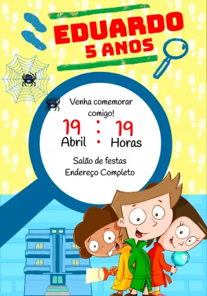 Convite de Aniversário Detetives do Prédio Azul para Editar