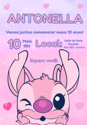 Invitación de cumpleaños Stitch – Estático – Convites e Artes Digitais
