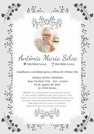 Convite Missa de Sétimo Dia com Foto para Editar Online