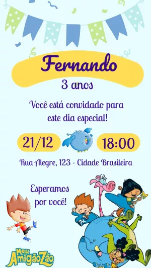 Convite de Aniversário Meu Amigãozão para Editar Online