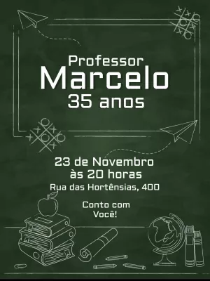 Convite Aniversário Professor Estilo Lousa para Editar Online