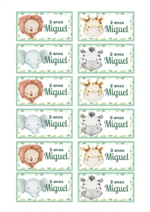 Etiquetas Safari Baby para Aniversário para Editar Online