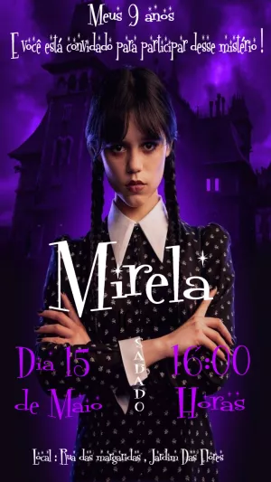 Invito di compleanno Mercoledì – Statico – Erica designer