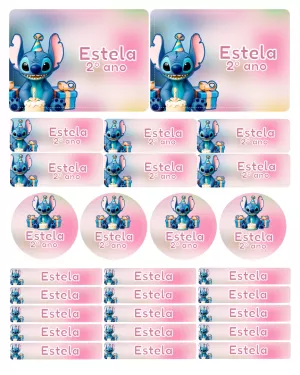 Kit de Etiquetas Escolares Stitch Editável Online