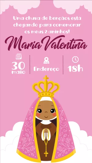 Convite Aniversário Nossa Senhora para Editar Online