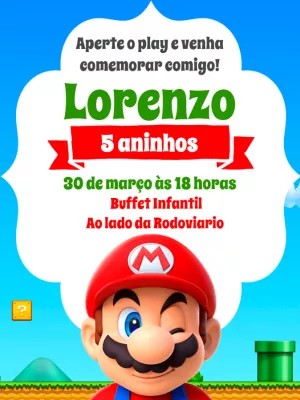 Invito di compleanno Super Mario – Statico – Breezy
