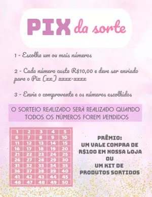 Modelo de Rifa Pix da Sorte Rosa para Editar e Imprimir