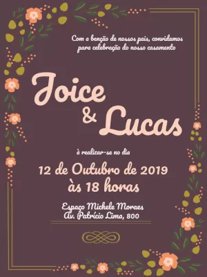 Convite de Casamento Floral Elegante para Editar Online