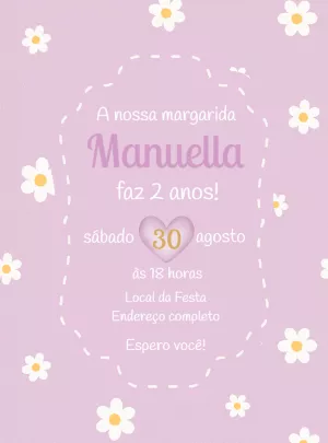 Convite Aniversário Margaridas Delicado para Editar Online