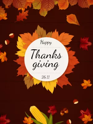 Happy Thanksgiving Post with Autumn Leaves to Edit