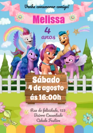 Convite de Aniversário My Little Pony Editável Online