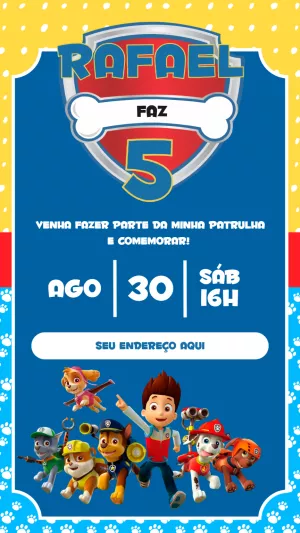 Invito di compleanno Paw Patrol – Statico – Pixel Lab