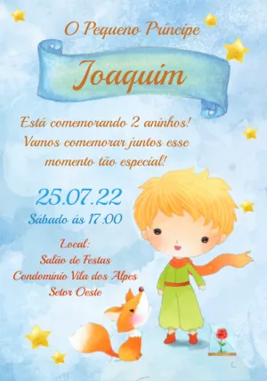 Convite Aniversário O Pequeno Príncipe para Editar Online