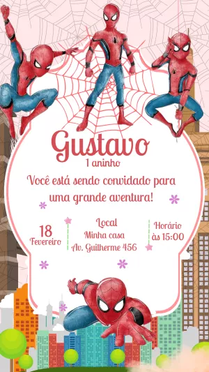 Convite de Aniversário Homem-Aranha para Editar Online e Imprimir