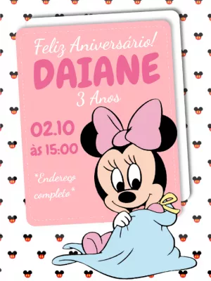 Convite de Aniversário Minnie Baby para Editar Online