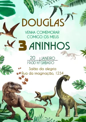Invitación de cumpleaños Dinosaurio – Estático – Convites Personalizados