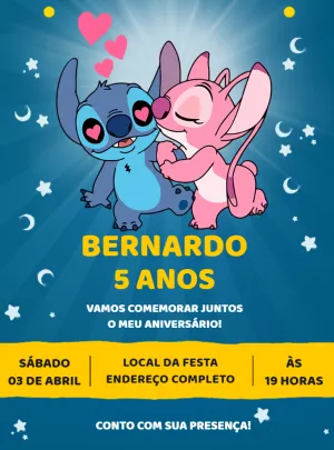 Invitación de cumpleaños Stitch – Estático – Renata Designer