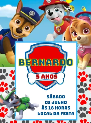 Invito di compleanno Paw Patrol – Statico – Renata Designer