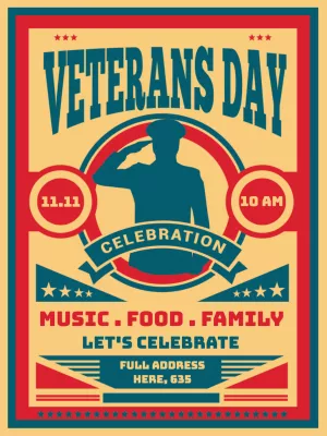 Editable Veterans Day Invitation with Patriotic Design