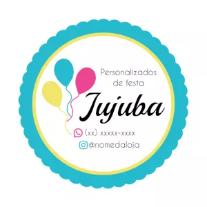 Logo Editável para Festa com Balões Coloridos para Editar