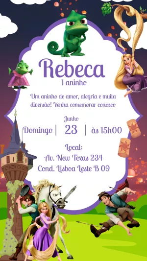 Convite de Aniversário Enrolados com Rapunzel e Amigos para Editar